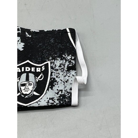 set of 2 handmade facemask elastic straps ears raiders black white 9" long new - Picture 4 of 6